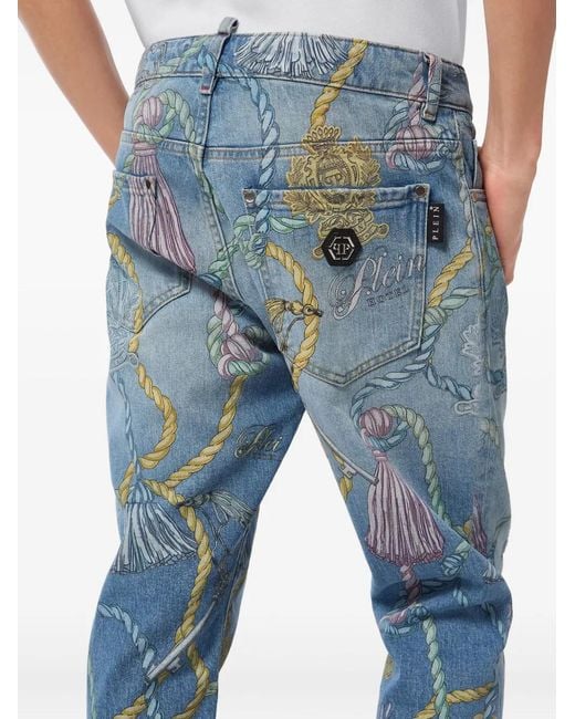 Philipp Plein Blue Straight Fit Jeans for men