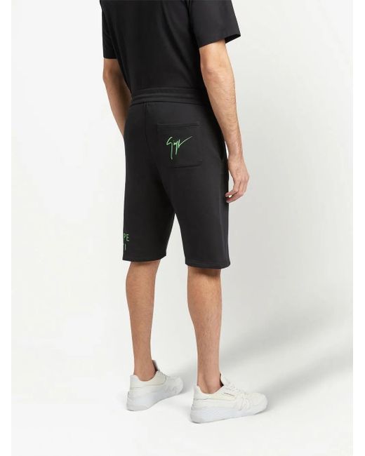 Giuseppe Zanotti Black Lr-43 Cotton Track Shorts for men