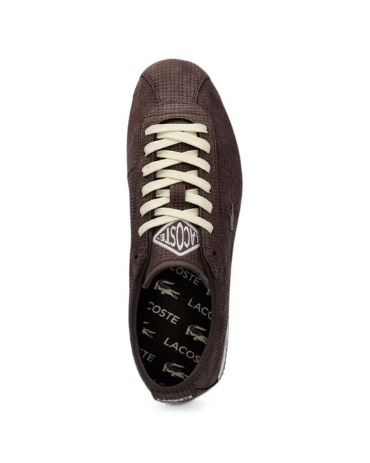 Lacoste Brown Woven-Effect Logo-Patch Sneakers for men