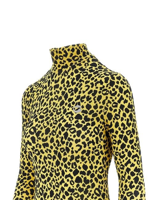 Coperni Green Leopard-Print Turtleneck Top
