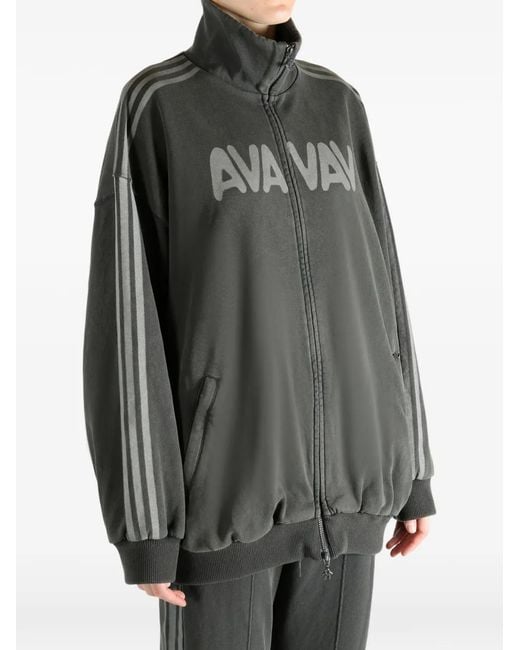 Adidas Gray Stripe-Detail Zip-Up Jacket