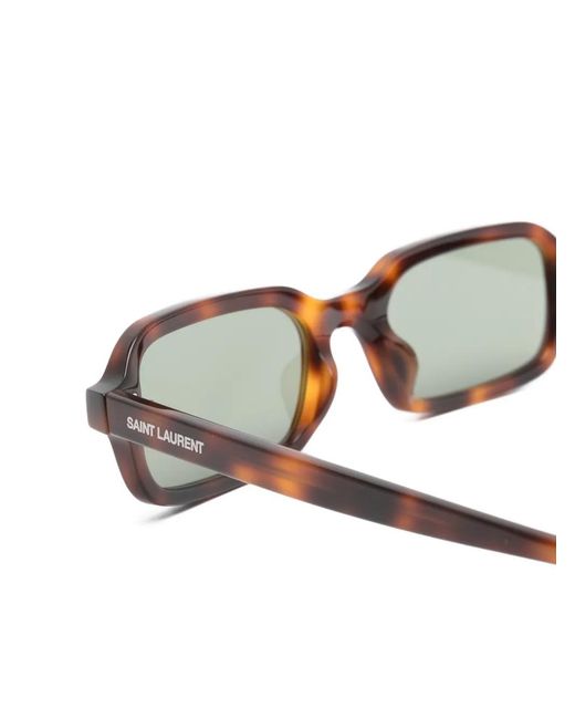 Saint Laurent Metallic Rectangle-Frame Sunglasses