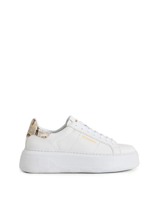 Woolrich White W's Chunky Court Lace-Up Sneakers