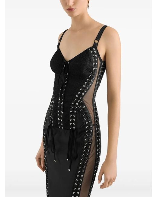 Dolce & Gabbana Black Panelled Midi Dress