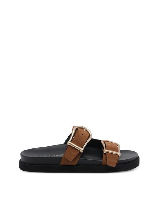 Angel Alarcon Black Buckle-Fastening Suede Sandals