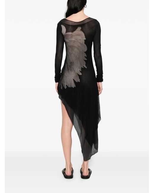 Yohji Yamamoto Gray Robe Mi-Longue À Manches Longues
