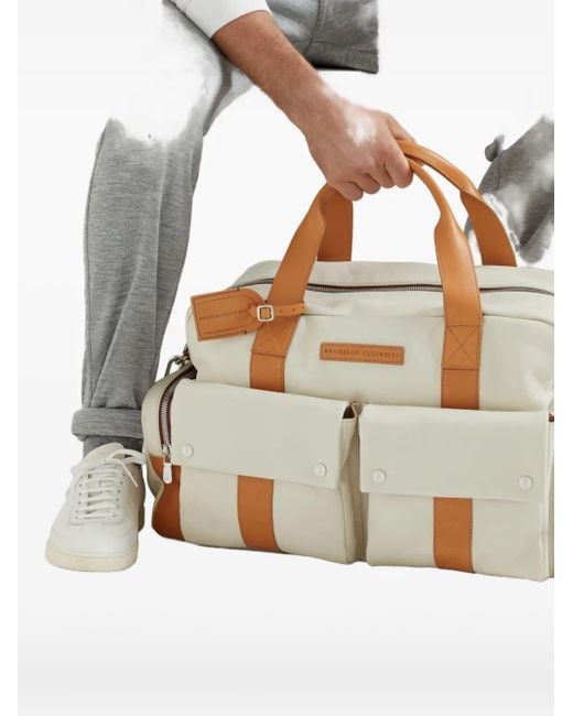 Brunello Cucinelli Reisetasche mit mehreren Fächern in Natural für Herren