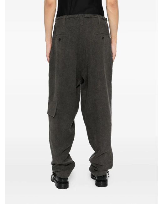 Yohji Yamamoto Gray Drawstring Trousers for men