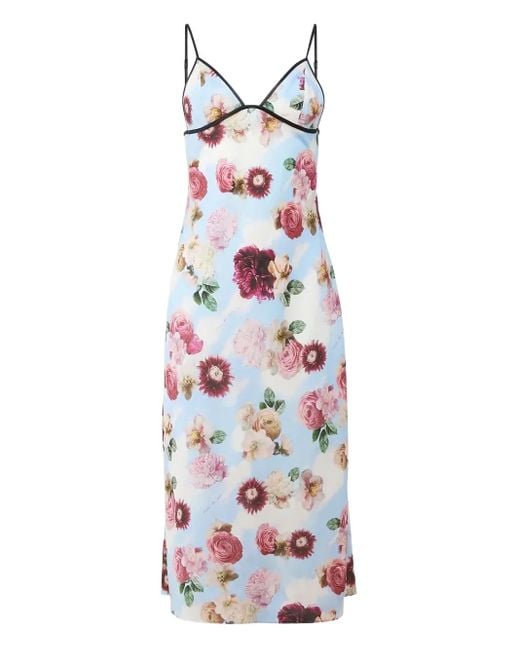 Fleur du Mal Dream Of Fleur Midi-Jurk Met Print in het White
