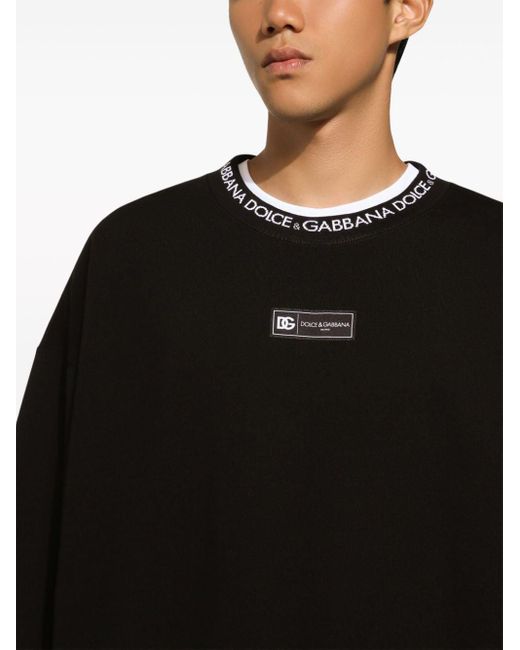 Sweat en coton mélangé à logo imprimé Dolce & Gabbana pour homme en coloris Black