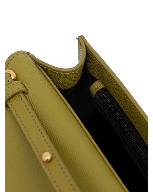 Trussardi Green Grain-Effect Chain-Strap Shoulder Bag