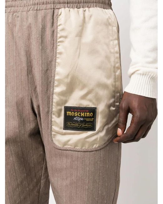 Moschino Natural Logo-Patch Panelled Track Pants for men