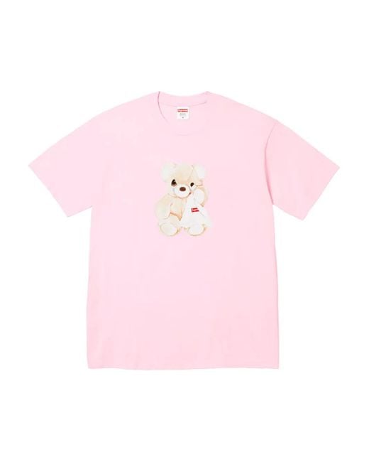 Supreme Pink Bear-Print T-Shirt for men