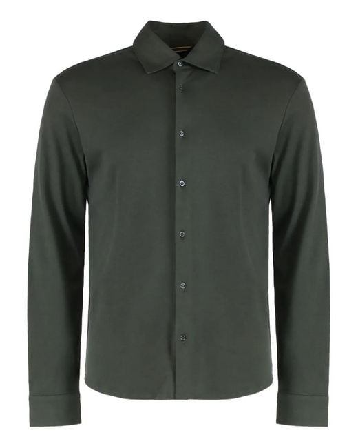 Moorer Green Long-Sleeve Button-Fastening Shirt for men