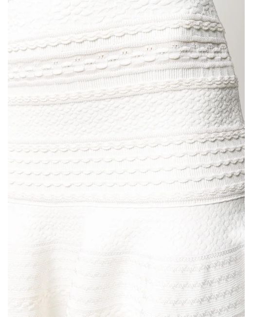 McQueen White Scalloped Knitted Dress