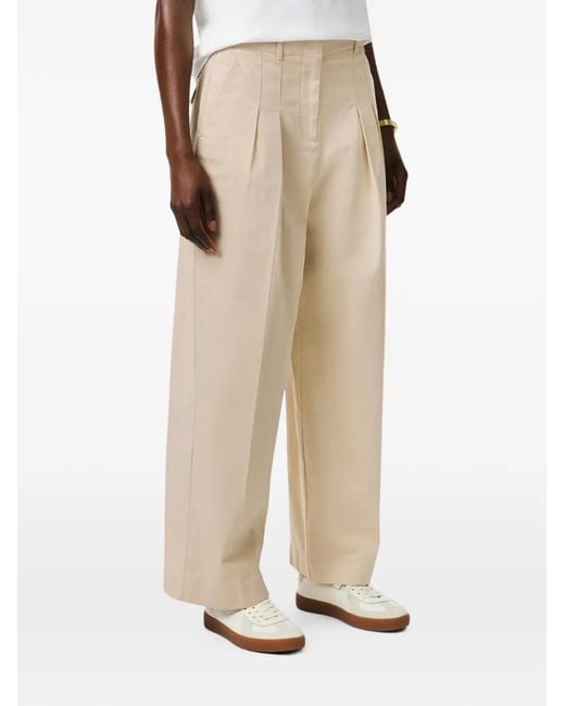 Lacoste Natural Pleated Wide-Leg Trousers