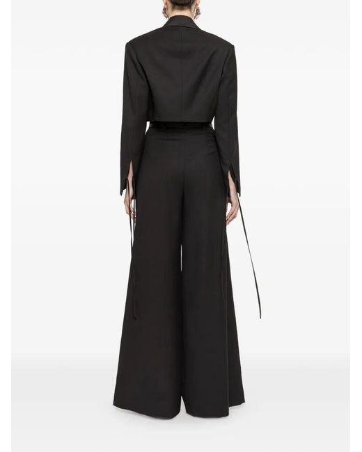 Nissa Black Pleated Wide-Leg Trousers