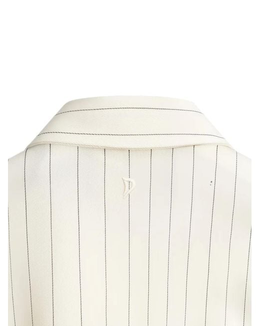 Dondup White Pinstripe-Pattern Wrap Maxi Dress