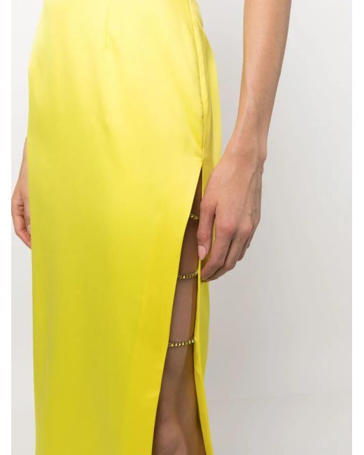 Gcds Yellow Satin-Finish High-Waisted Skirt