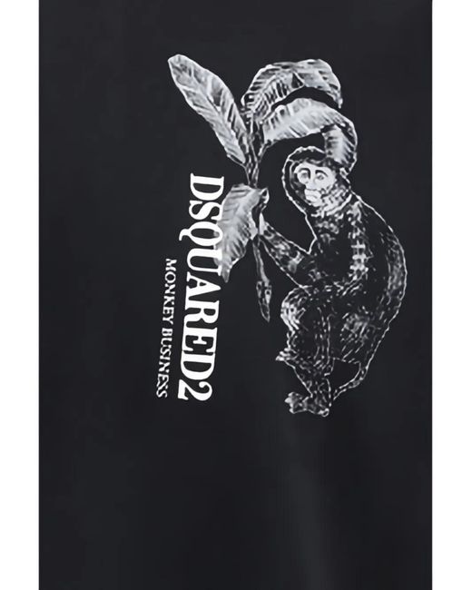 DSquared² Black Monkey-Print T-Shirt for men