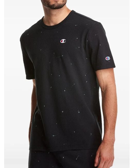 Champion Black C-Life Heritage Paint-Splatter T-Shirt for men