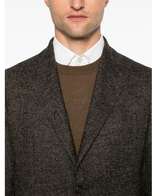 Tagliatore Gray Herringbone-Pattern Blazer for men