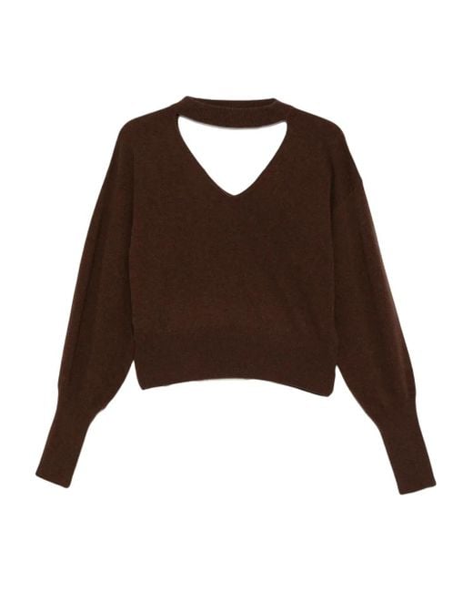Jersey con abertura en el cuello y manga farol FEDERICA TOSI de color Brown