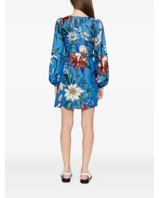Farm Rio Blue Surreal Flowers Wrap Dress