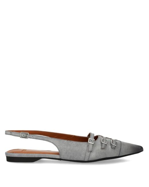 Vagabond White Hermine Buckle Slingback Ballet Flats