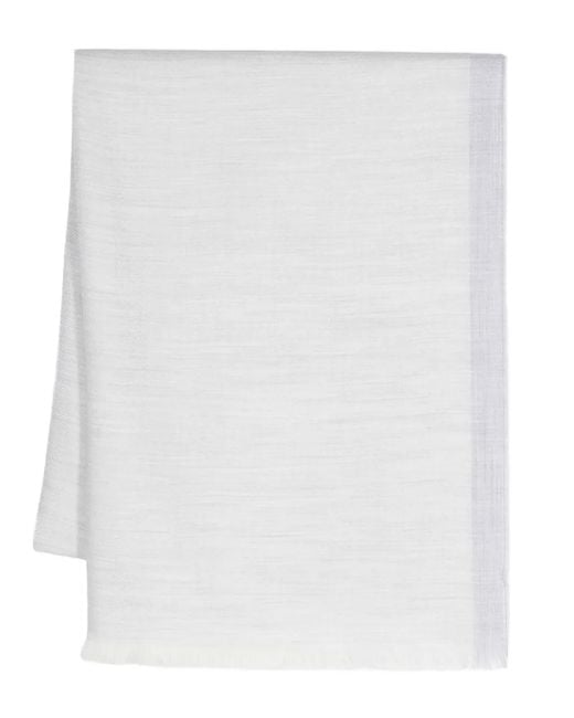 Eleventy White Fine Knit Wool Scarf