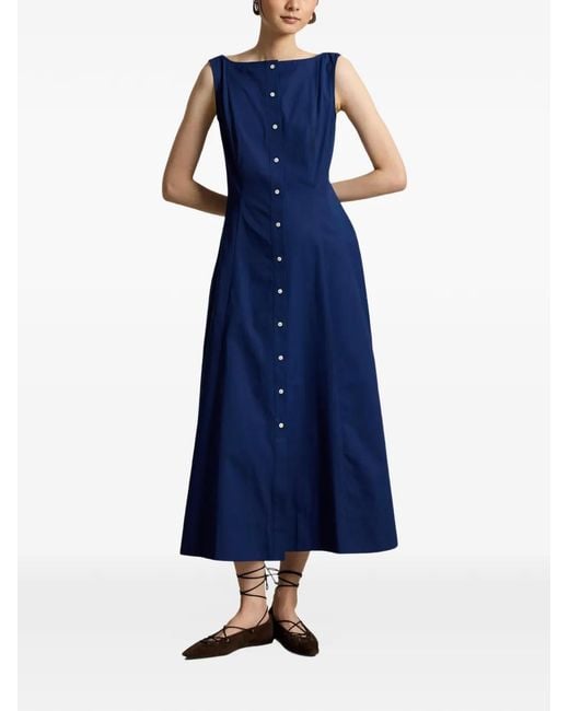 Polo Ralph Lauren Blue Paneled Cotton Dress
