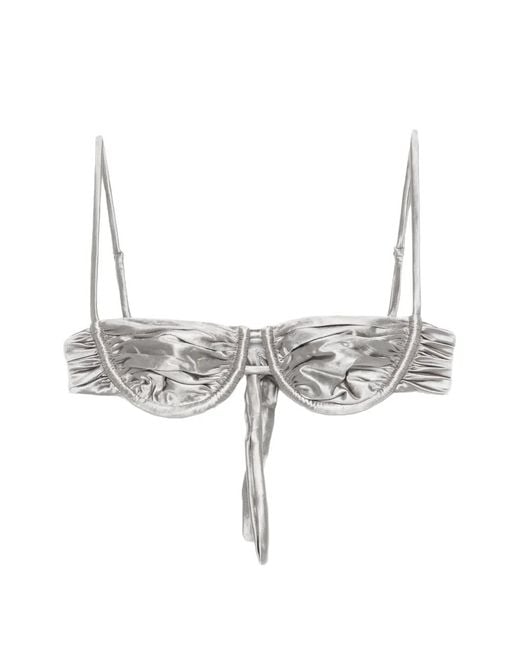 Isa Boulder White Ruched Bikini Top