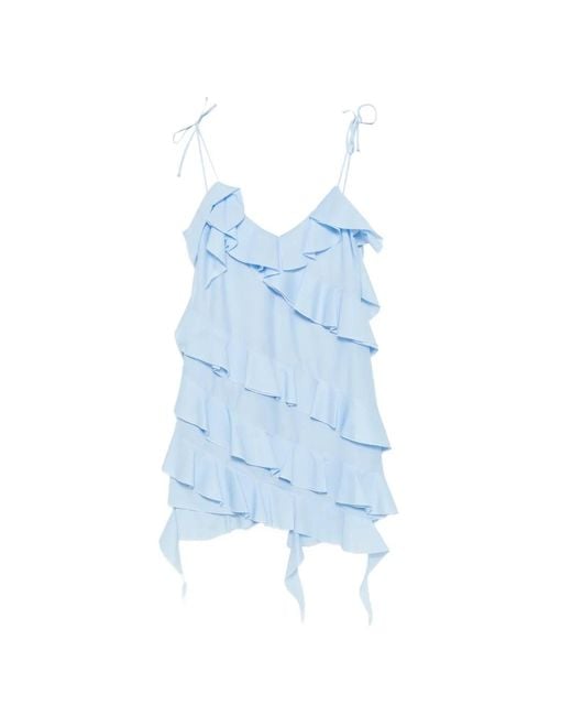 LES FILLES D'EVA Blue Ruffled Mini Dress