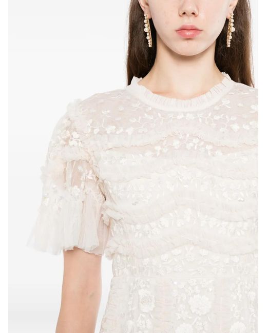 Needle & Thread White Gianna Ankle Gown