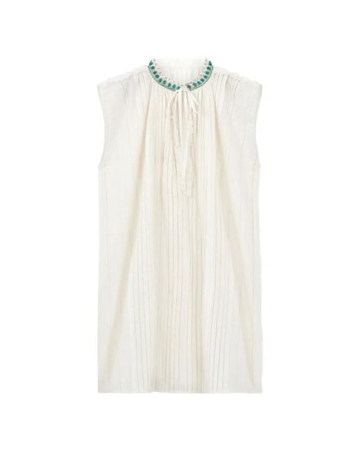 Fortela White Afir Embellished Mini Dress