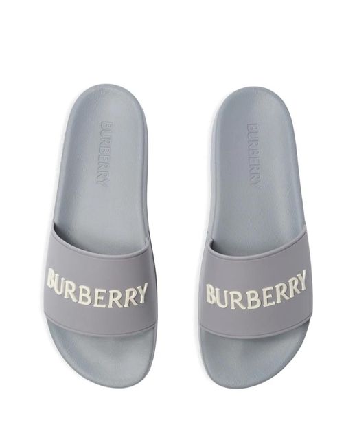 Burberry White Logo Slides for men