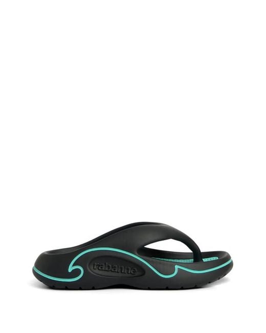 Rabanne Green Logo-Embossed Flip-Flops
