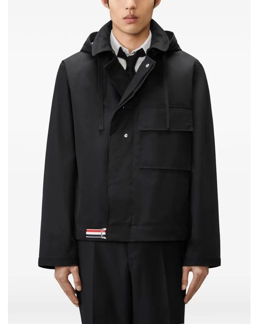Thom Browne Black Poly Tech Mariner Jacket for men