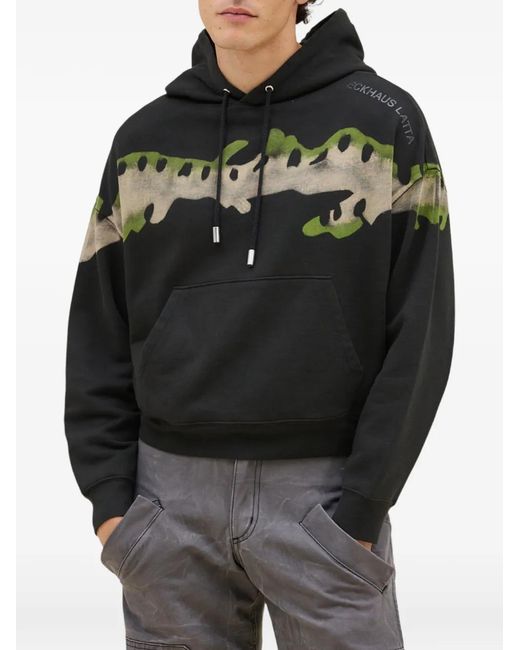 Eckhaus Latta Black Graphic-Print Hoodie
