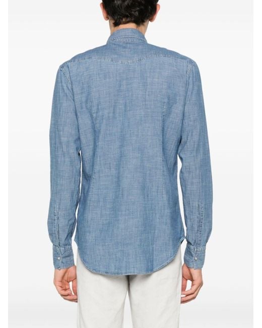 Eleventy Blue Chambray Cotton Shirt for men