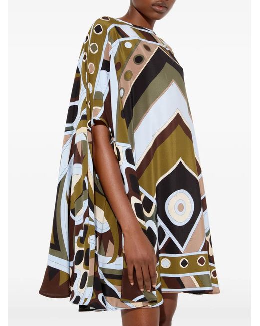 Emilio Pucci Black Vivara-Print Silk Kaftan