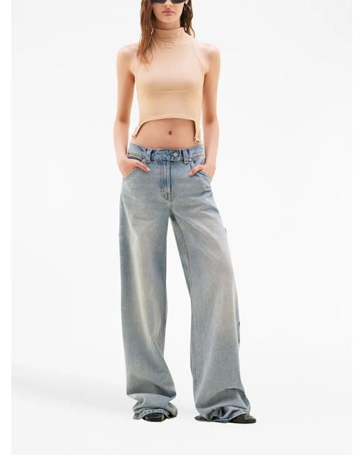 Courreges Natural Logo Patch Crop Top
