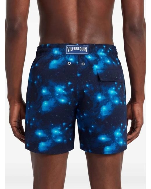 Vilebrequin Blue Elasticated-Waistband Pégase Swim Trunks for men