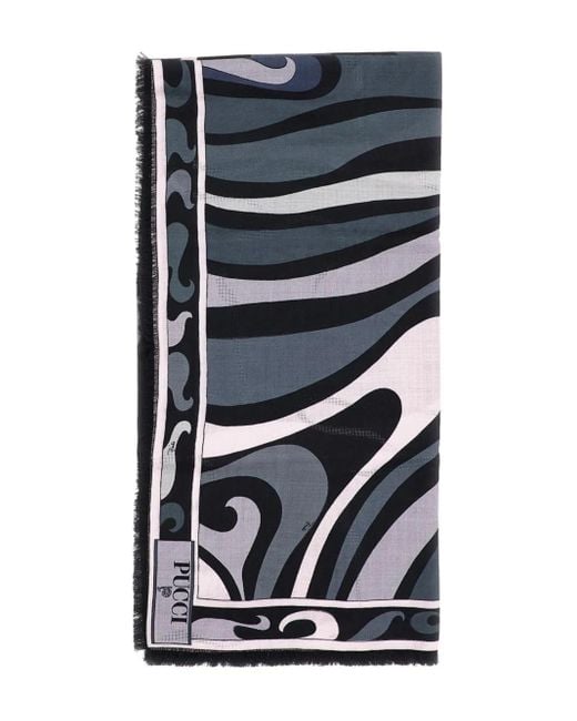 Emilio Pucci Abstract-print Scarf Gray