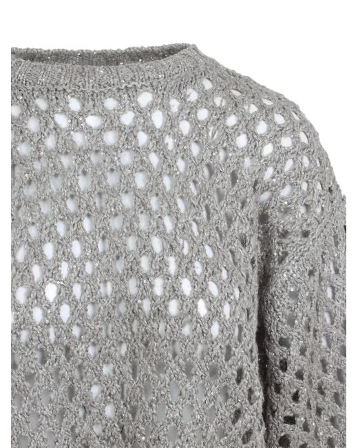 Brunello Cucinelli Gray Rete Sweater