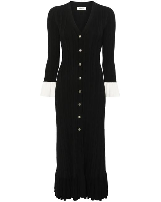 Sandro Black Gerüschtes Midikleid