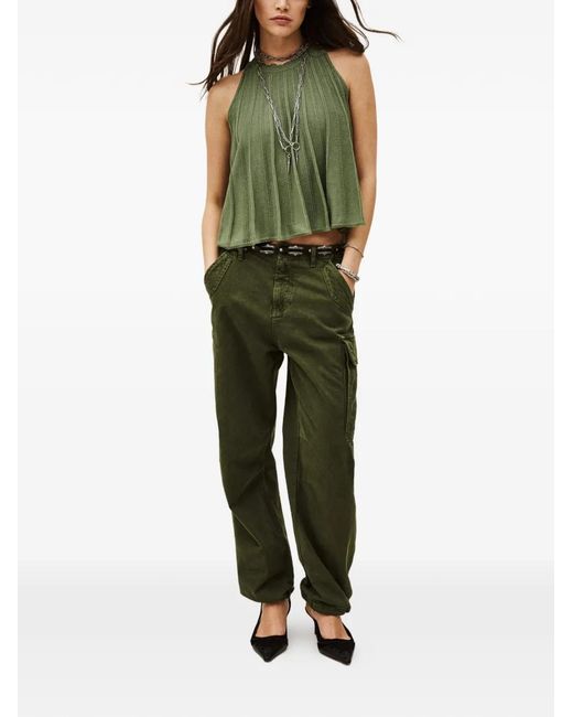 Ba&sh Green Ribbed Top