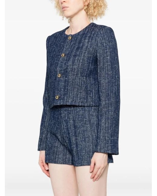 FRAME Blue The Tweed Button-Up Jacket