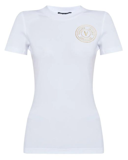Versace Jeans Couture White Logo-Print T-Shirt