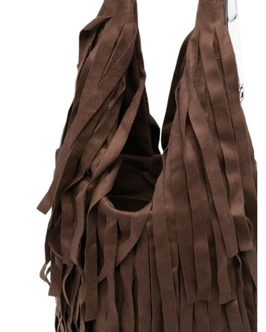 La Milanesa Brown Small Aretha Fringed Shoulder Bag